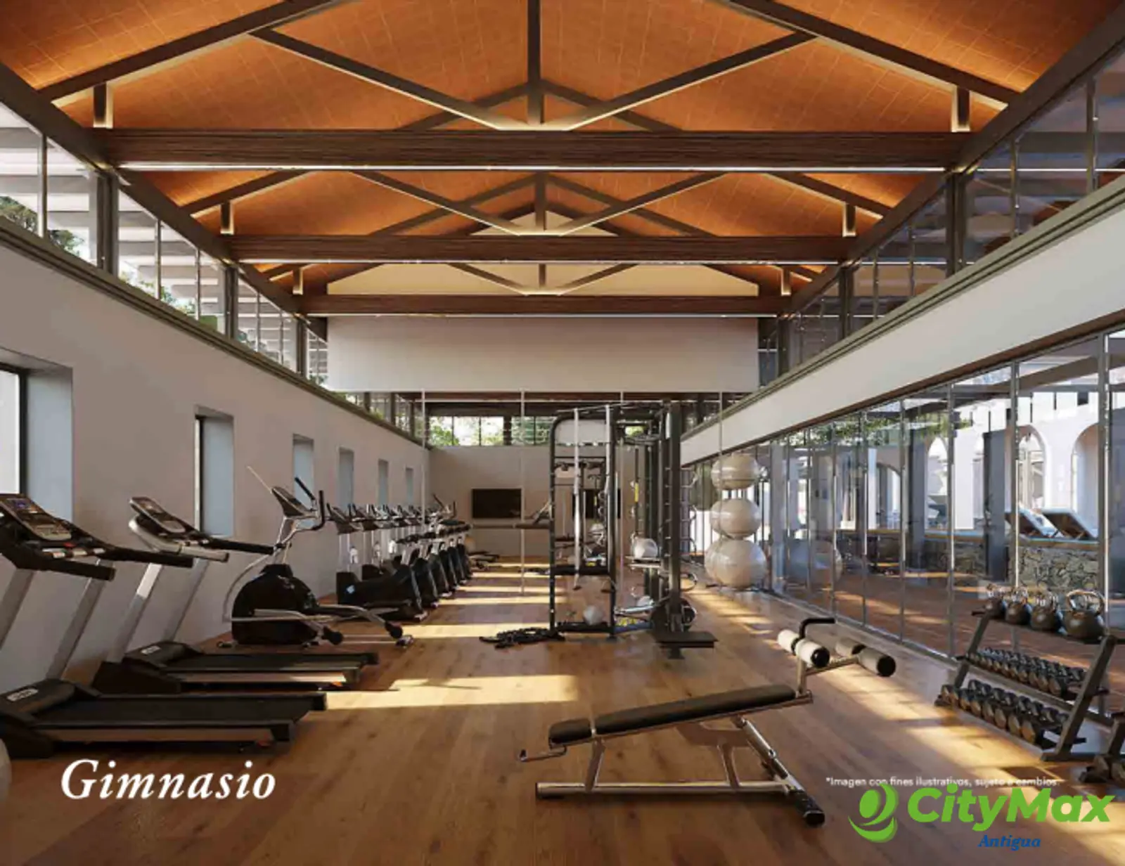 Lotes residenciales en Antigua Guatemala - El gimnasio de Luminarias combina confort y equipamiento para disfrutar de rutinas de ejercicio en u